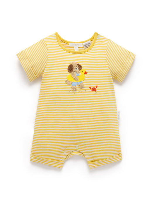 Striped Short Growsuit in Yellow