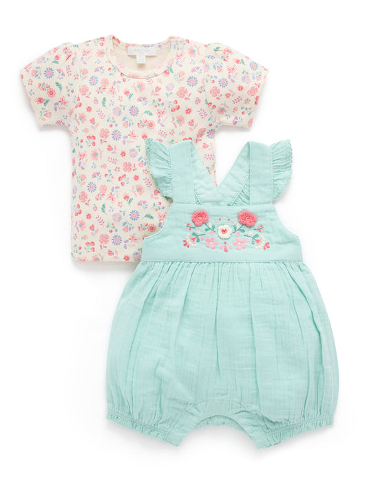 Embroidered Overall Set in Aloe