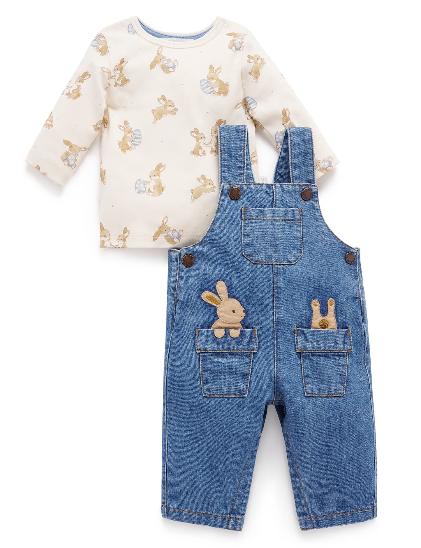 Bunny Denim Overall Set