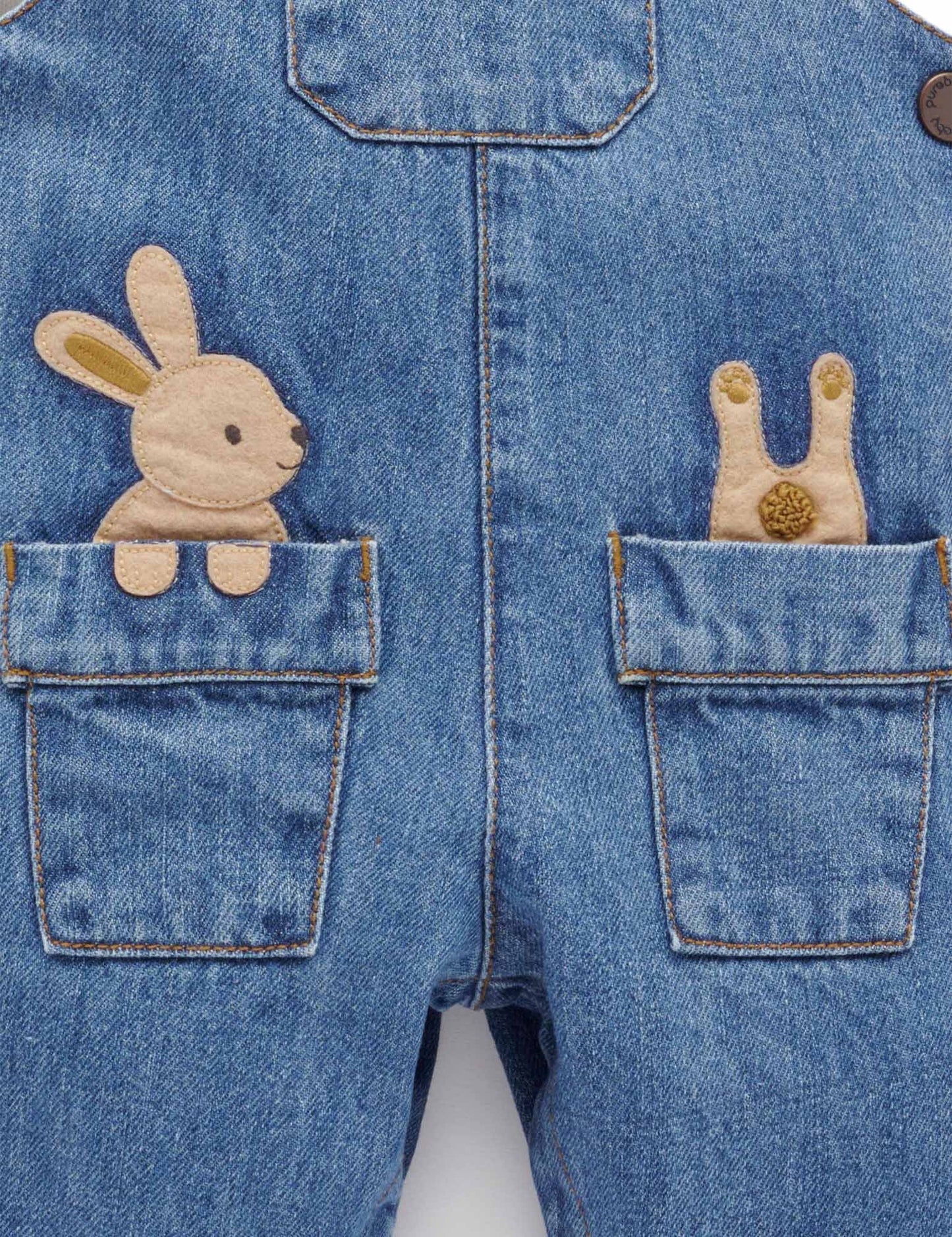 Bunny Denim Overall Set