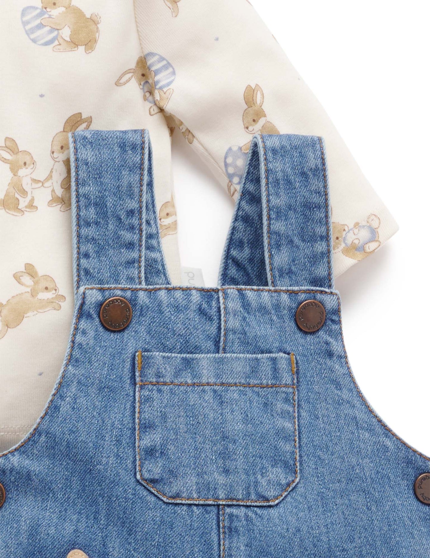Bunny Denim Overall Set