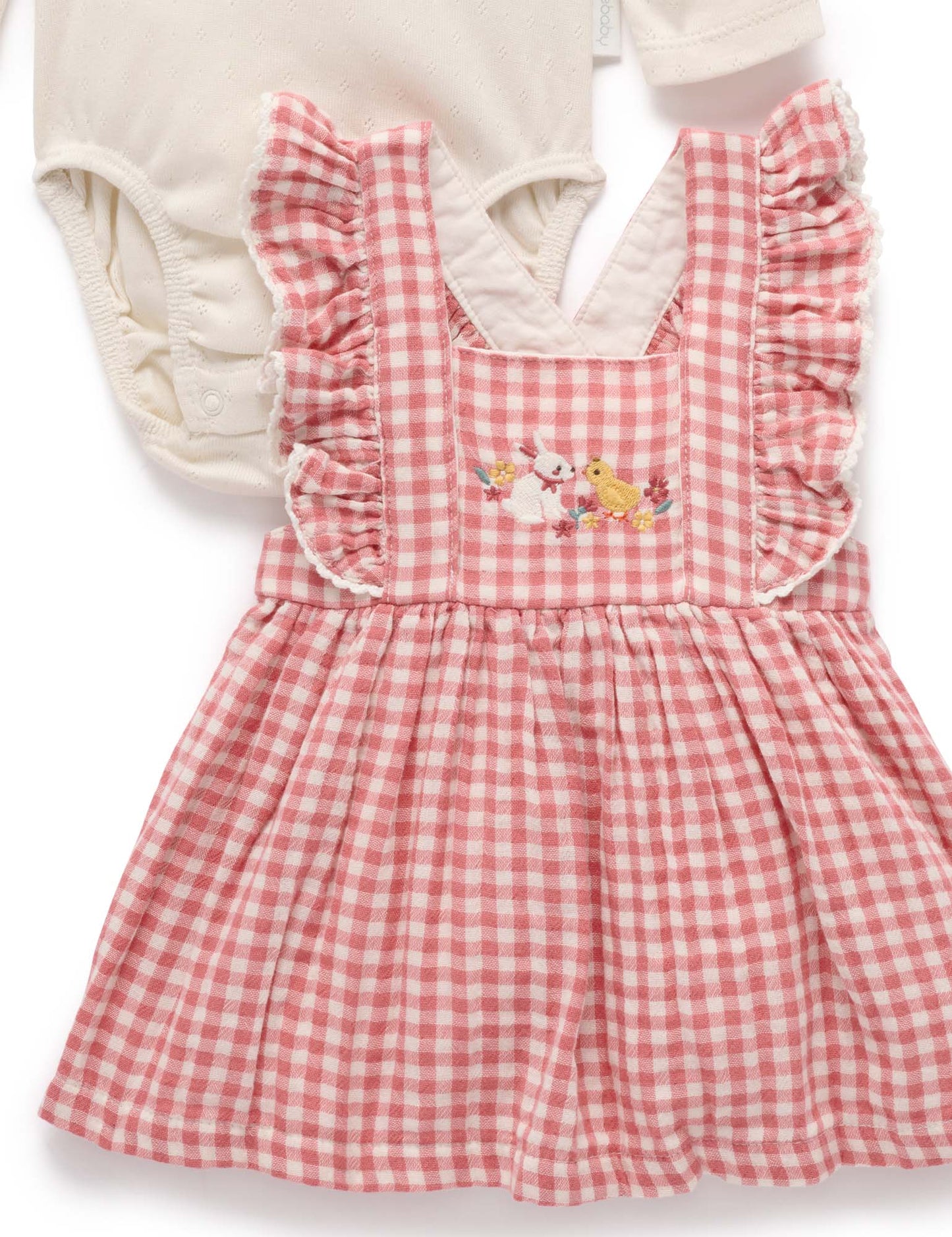Gingham Pinnie Set in Lilly Pad