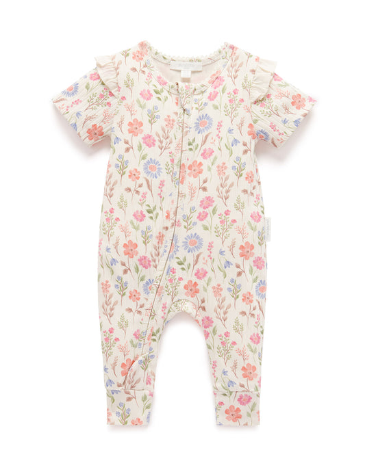 Rib Zip Growsuit in Geranium