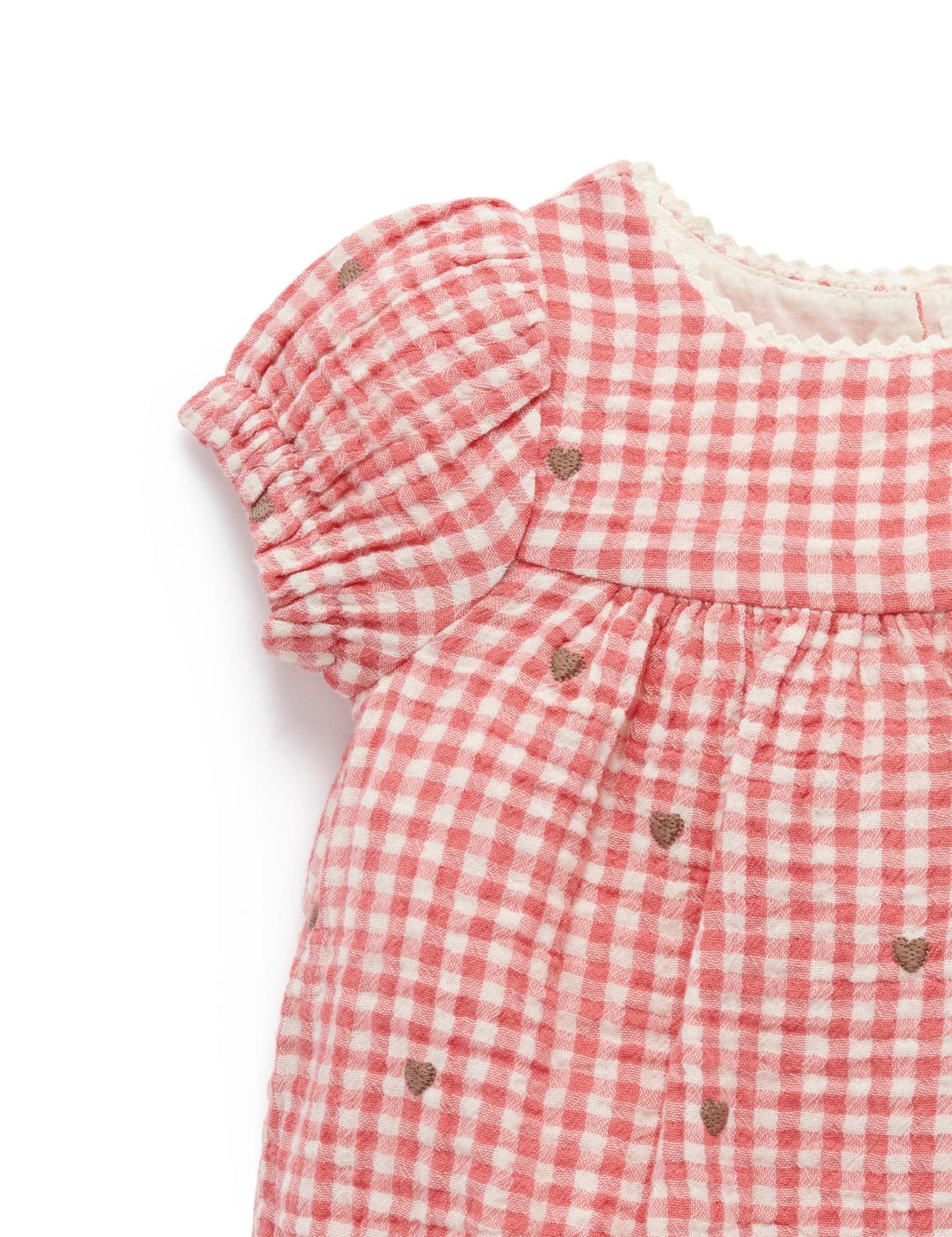 Embroidered Romper in Hearts