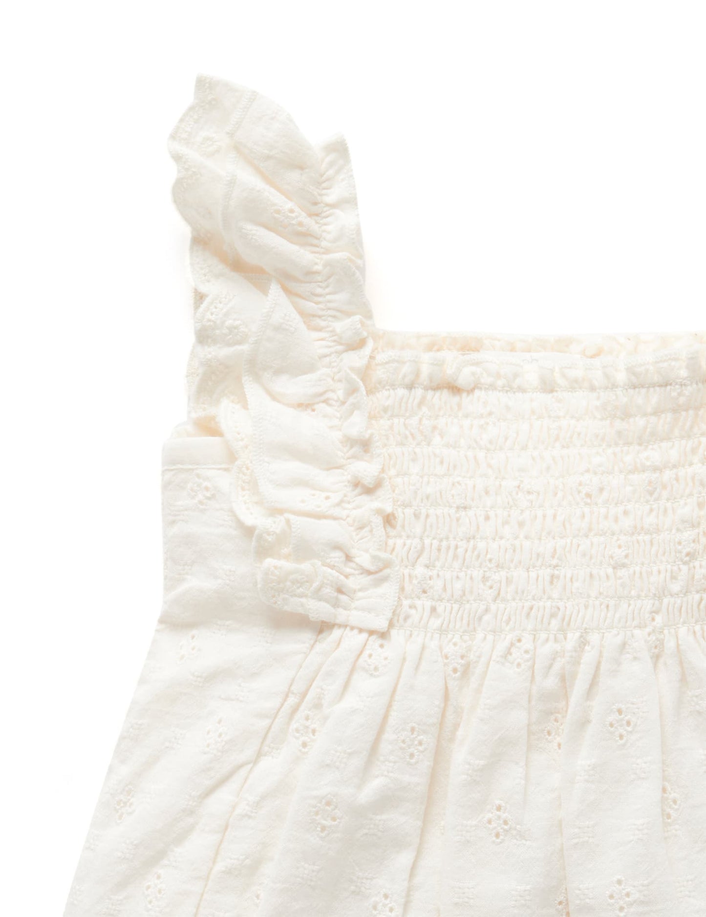Broderie Smocked Dress - Cloud