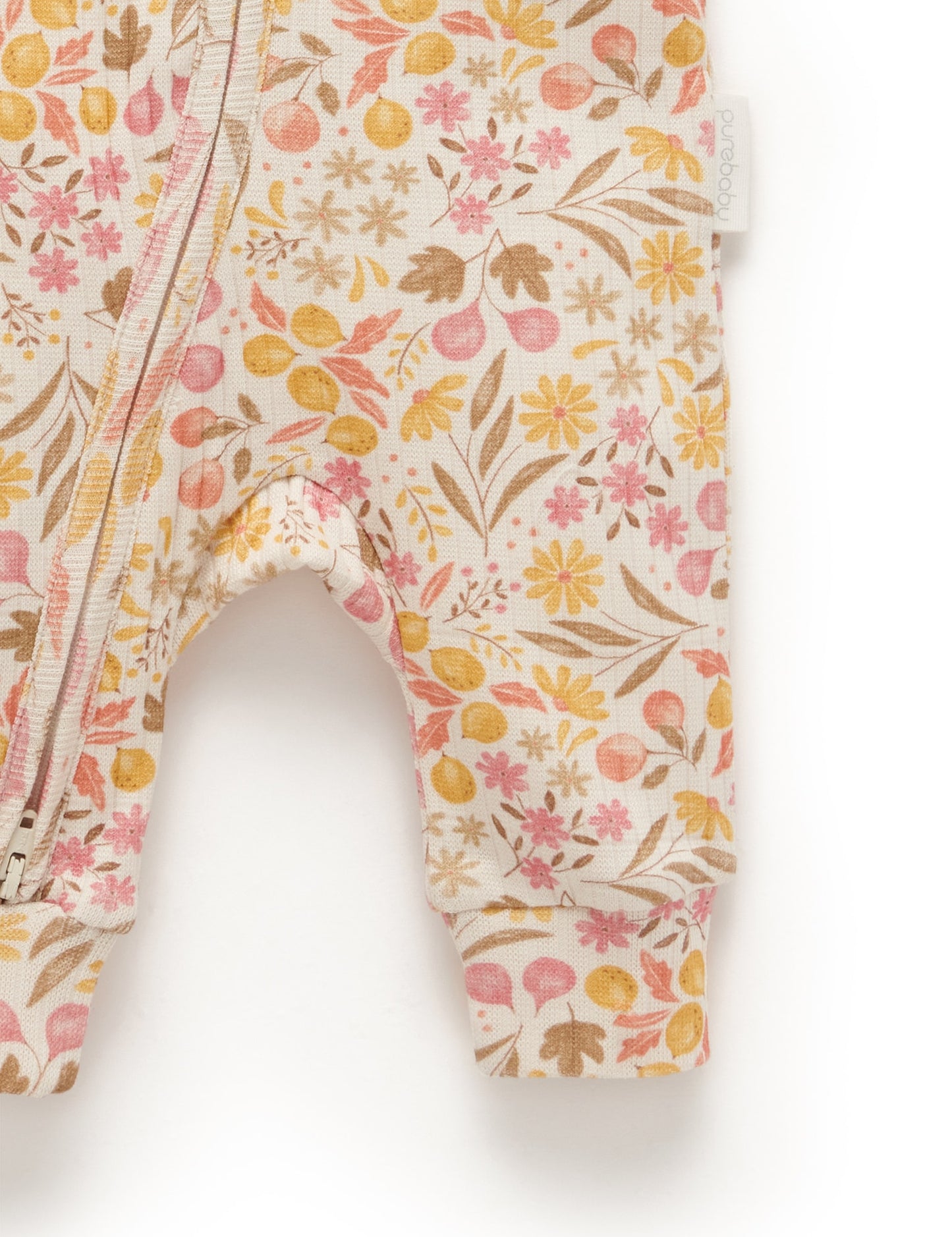 Rib Zip Growsuit - Fruits and Flowers