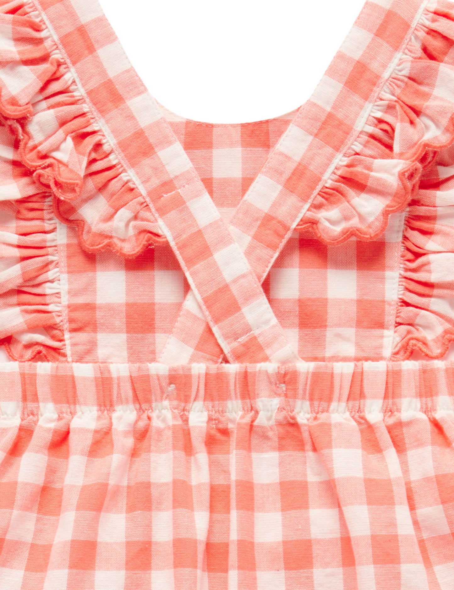 Gingham Pinnie in Coral
