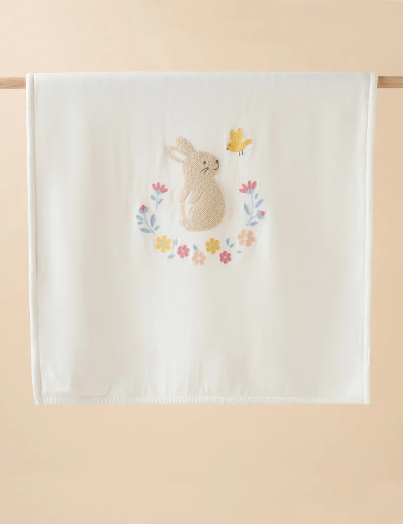 Embroidered Lined Blanket - Bunny