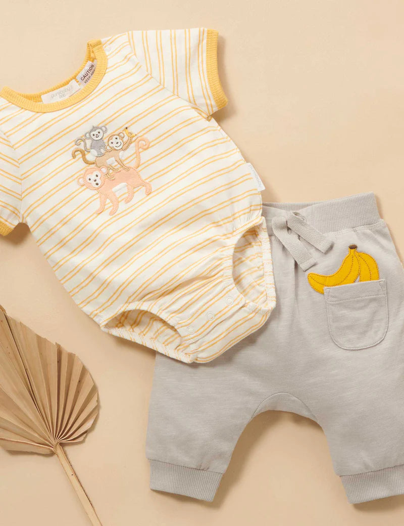 Monkey Mini Stripe Bodysuit