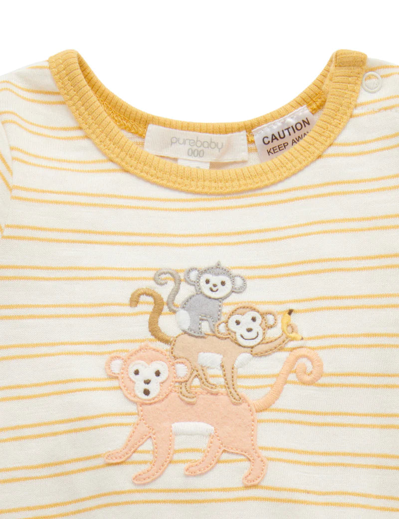 Monkey Mini Stripe Bodysuit