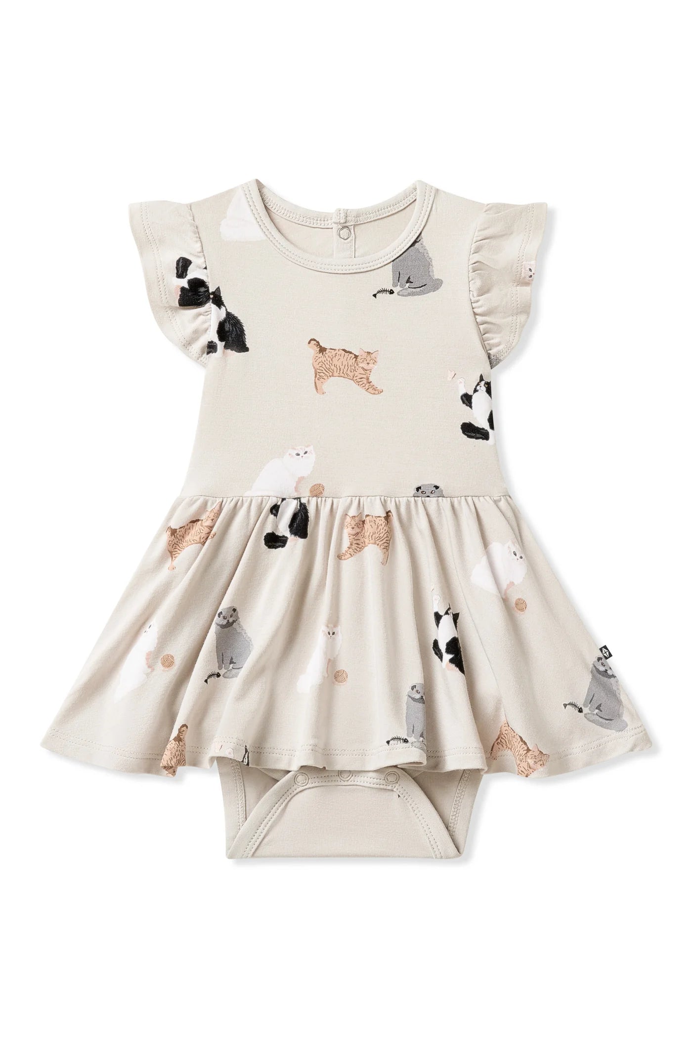 Twirl Bodysuit Dress in Fluffy Cat