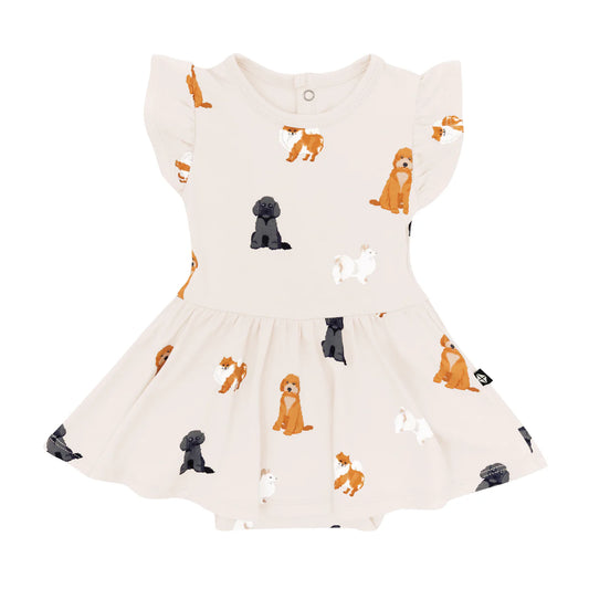 Twirl Bodysuit Dress in Fluffy Dog