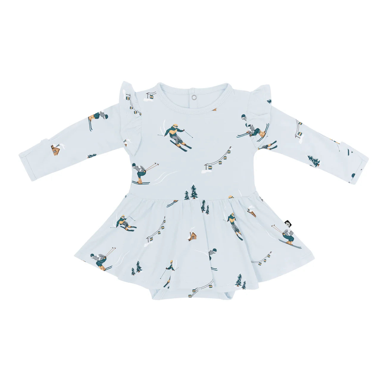 Long Sleeve Twirl Bodysuit Dress in Ski