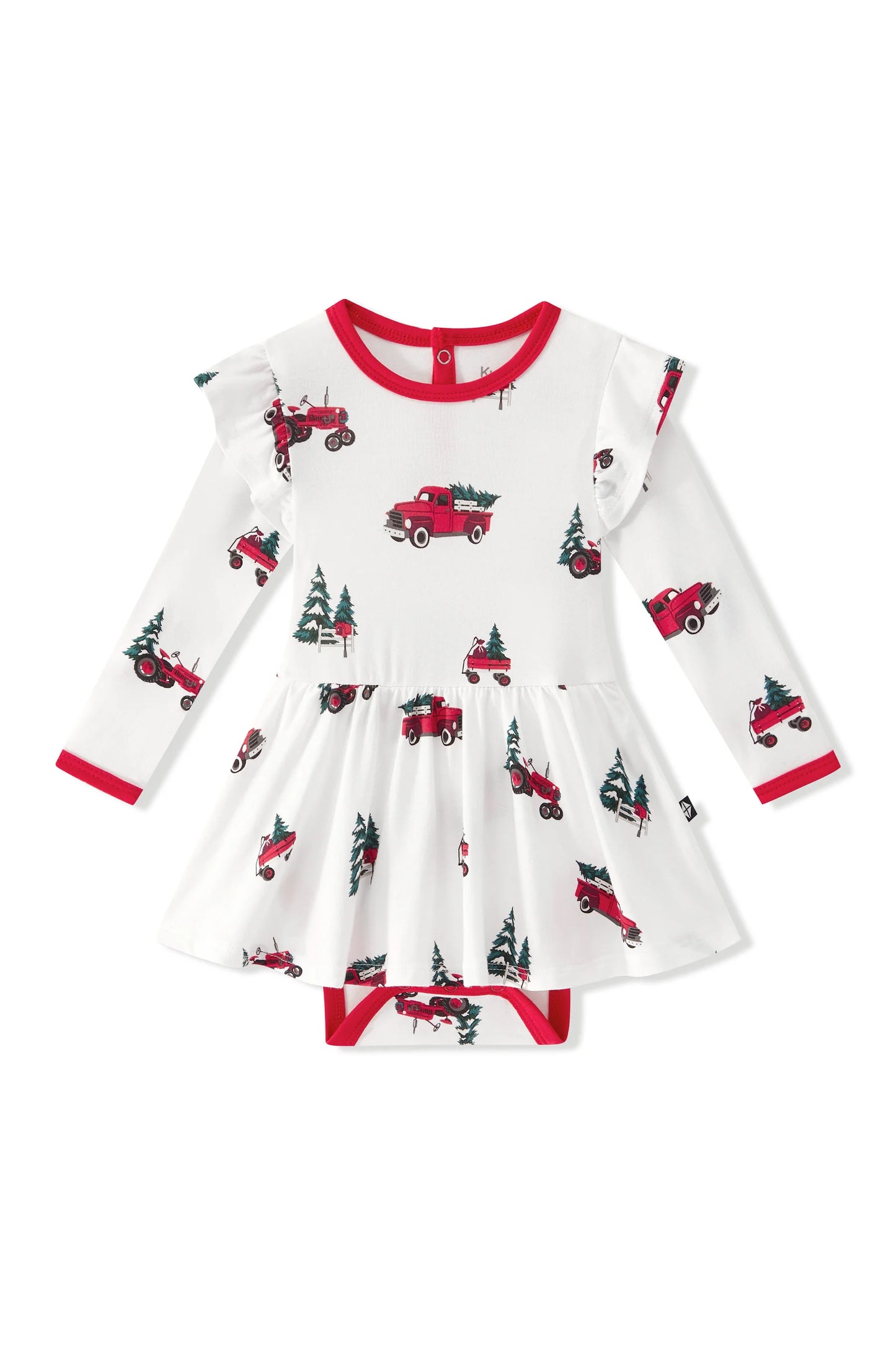 Twirl Bodysuit Dress in Holiday Tree