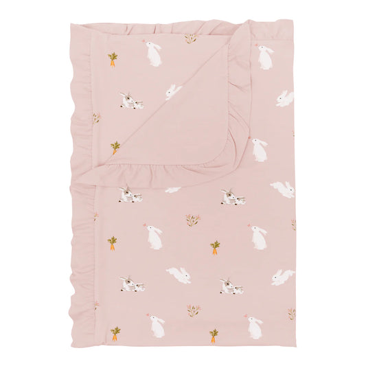 Ruffle Toddler Blanket in Blush Rabbit 0.5