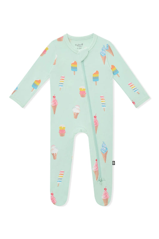 Zippered Footie in Mint Ice Cream