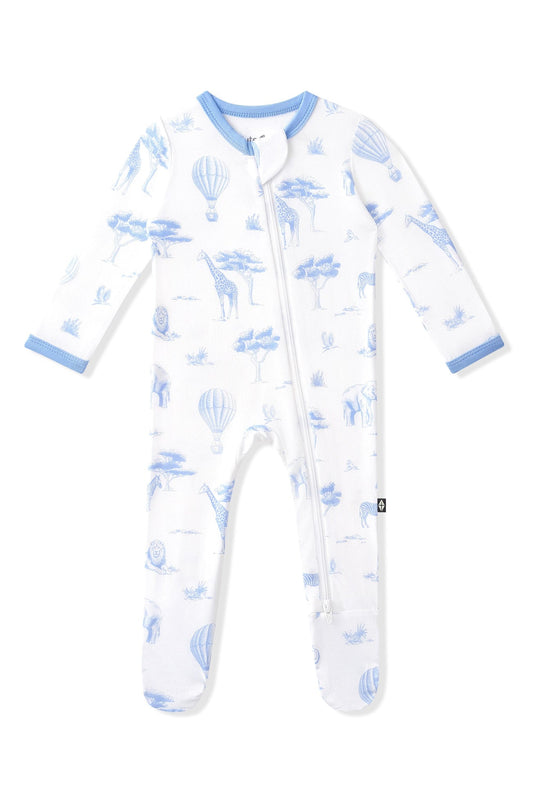 Zippered Footie in Toile Safari