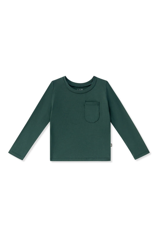 Long Sleeve Toddler Crew Neck Tee in Cypress