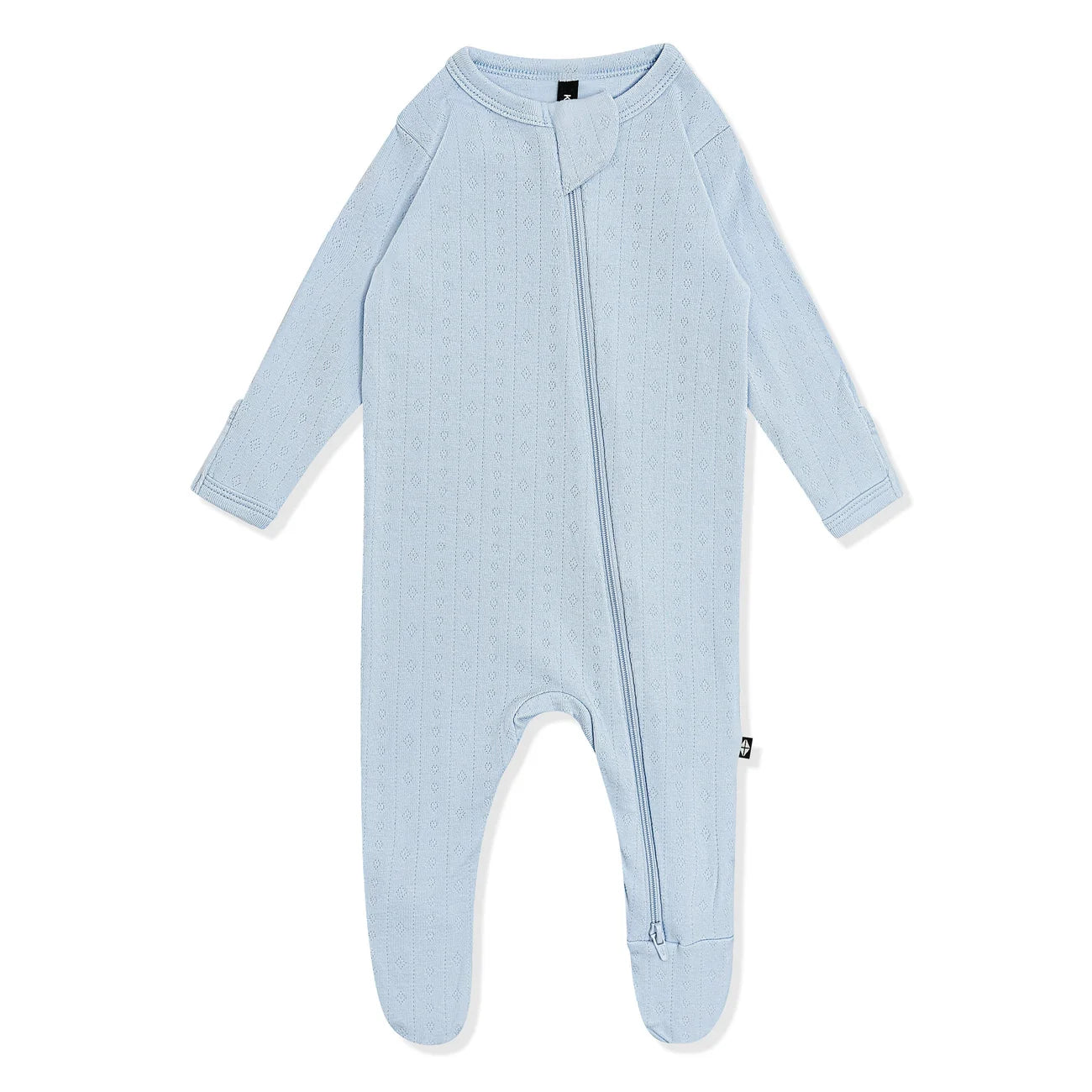 Pointelle Zippered Footie in Breeze