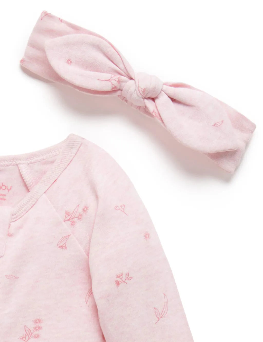 Zip Growsuit & Headband Set - Pale Pink Blossom