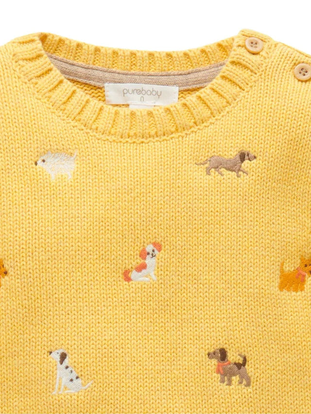 Embroidered Doggy Jumper in Autumn