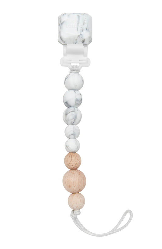 Colour Pop Silicone & Wood Pacifier Clip - Marble