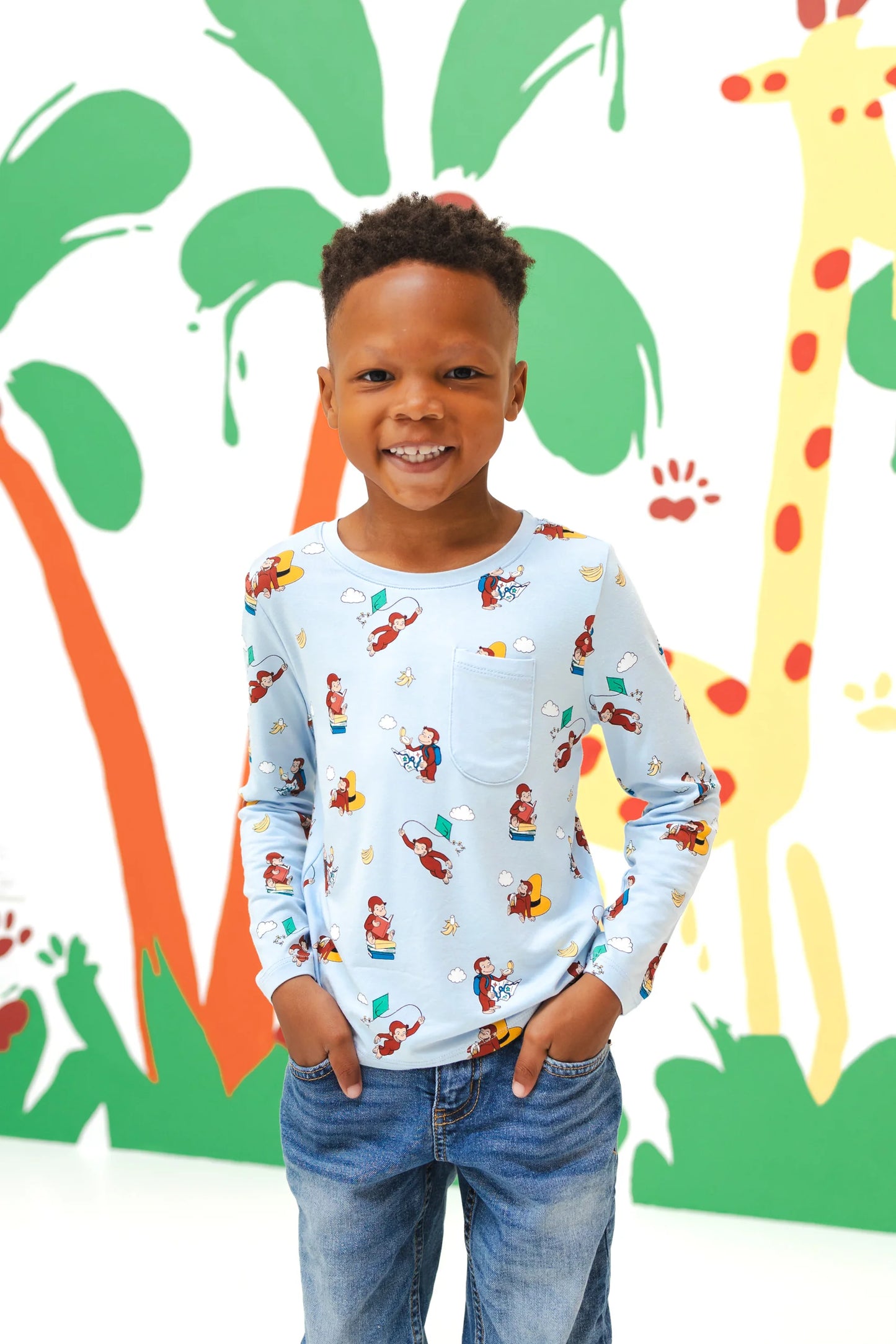 Long Sleeve Toddler Tee in Curious George