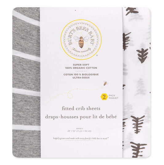 Pine Forest & Stripe Fitted Crib Sheet 2 Pack