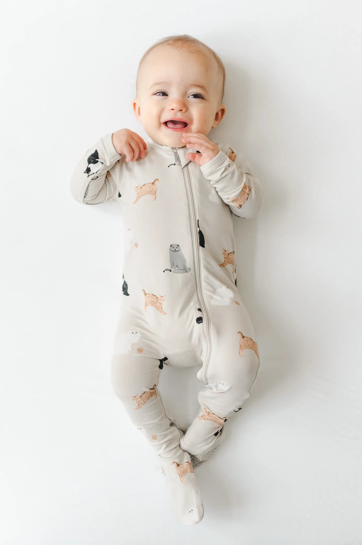 Zippered Footie in Fluffy Cat