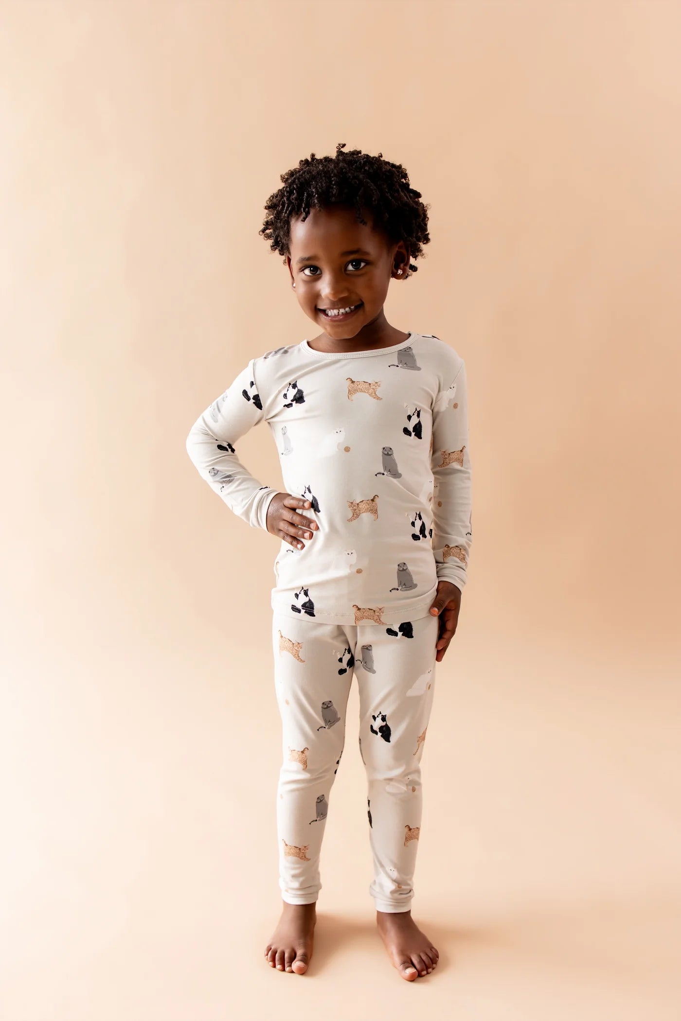 L/S PJ Set in Fluffy Cat