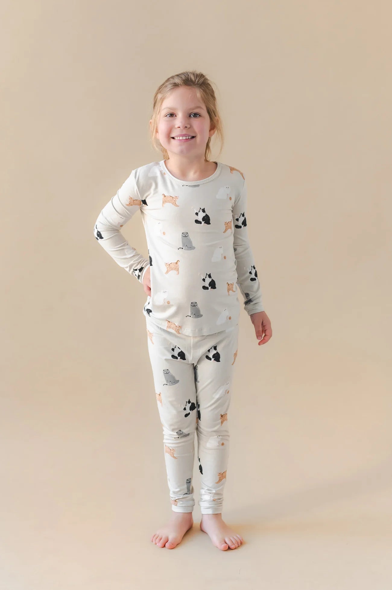 L/S PJ Set in Fluffy Cat