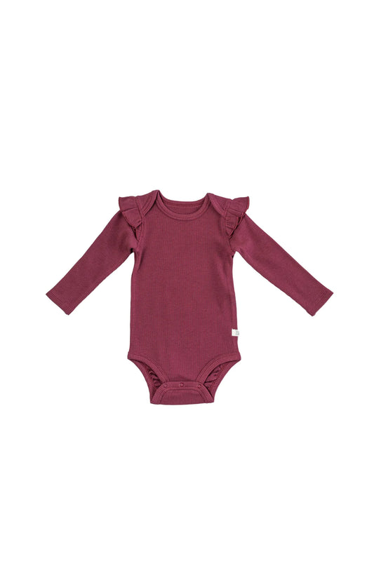 Girl's Waffle Long Sleeve Bodysuit