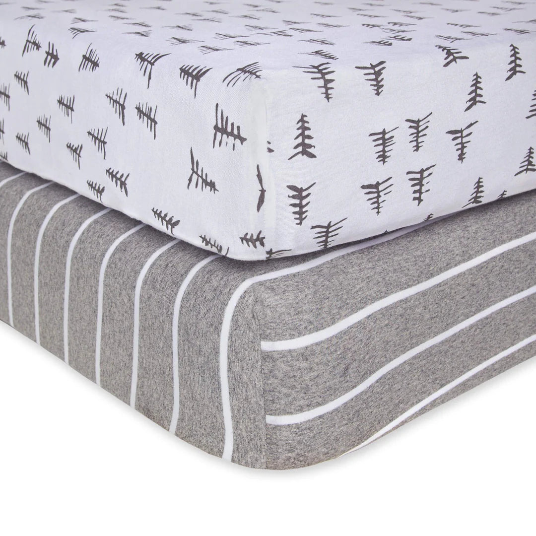 Pine Forest & Stripe Fitted Crib Sheet 2 Pack