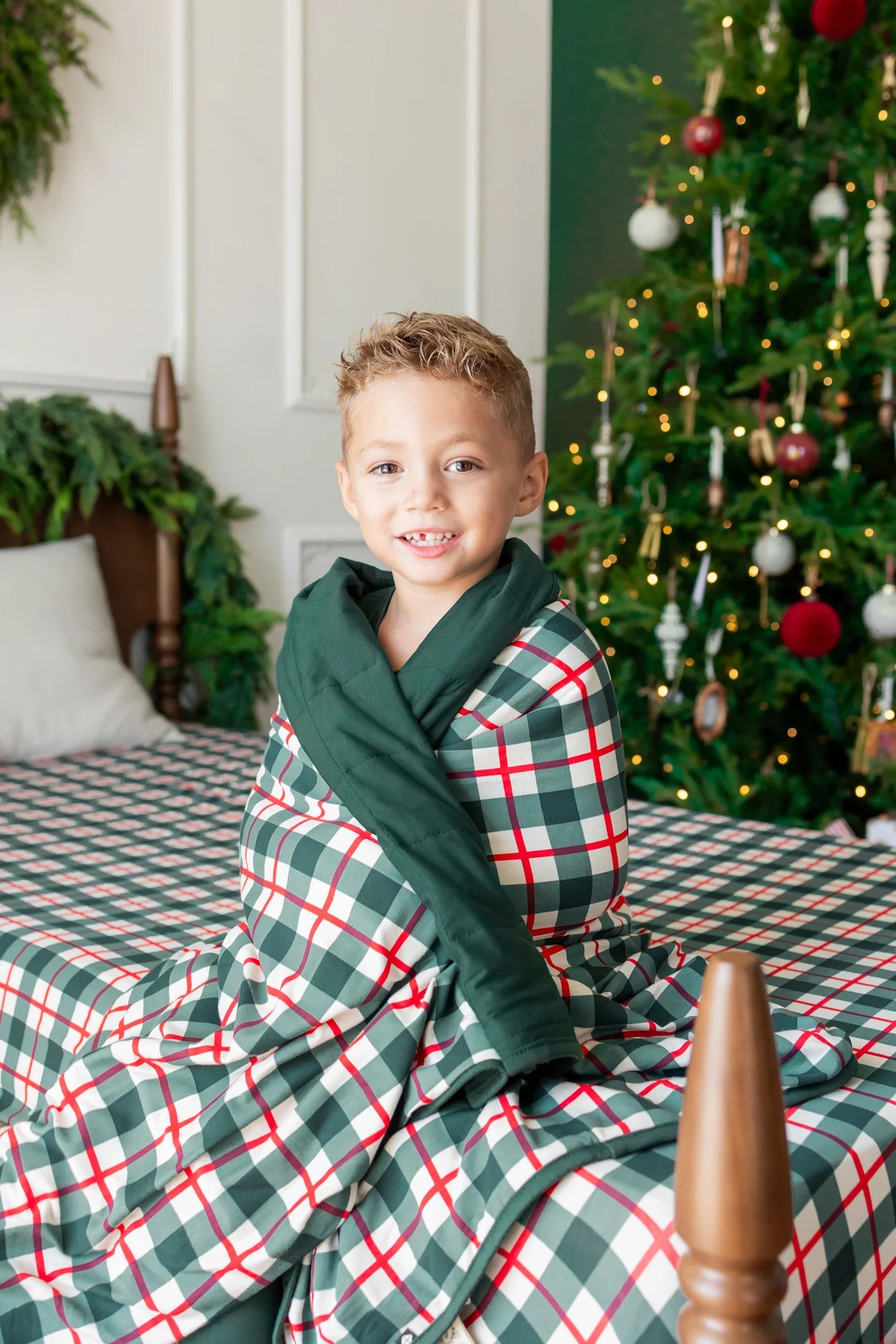Toddler Blanket in Holiday Plaid