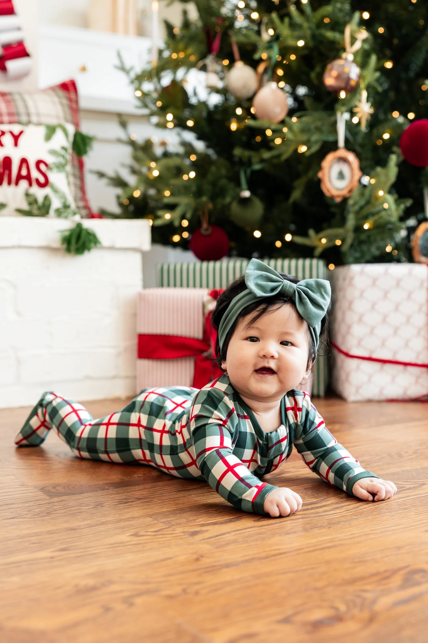 Zippered Footie in Holiday Plaid
