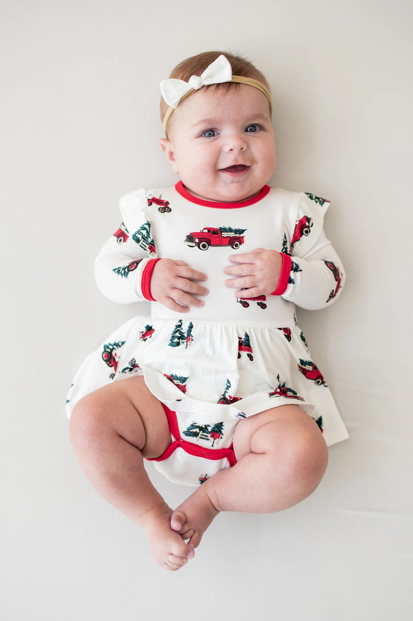 Twirl Bodysuit Dress in Holiday Tree