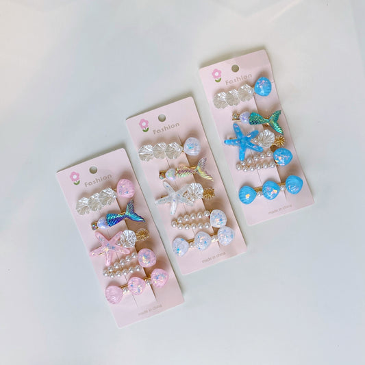 Mermaid-Themed Hair Clips – Pack of 5 for Toddlers