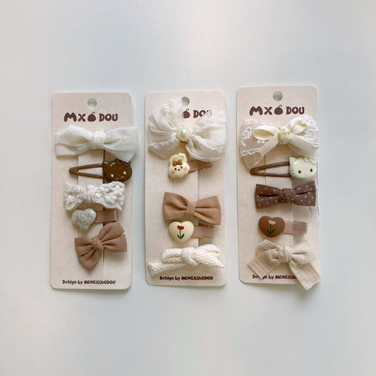 Neutral Toned Cloth Hair Clips – 5 Piece Set