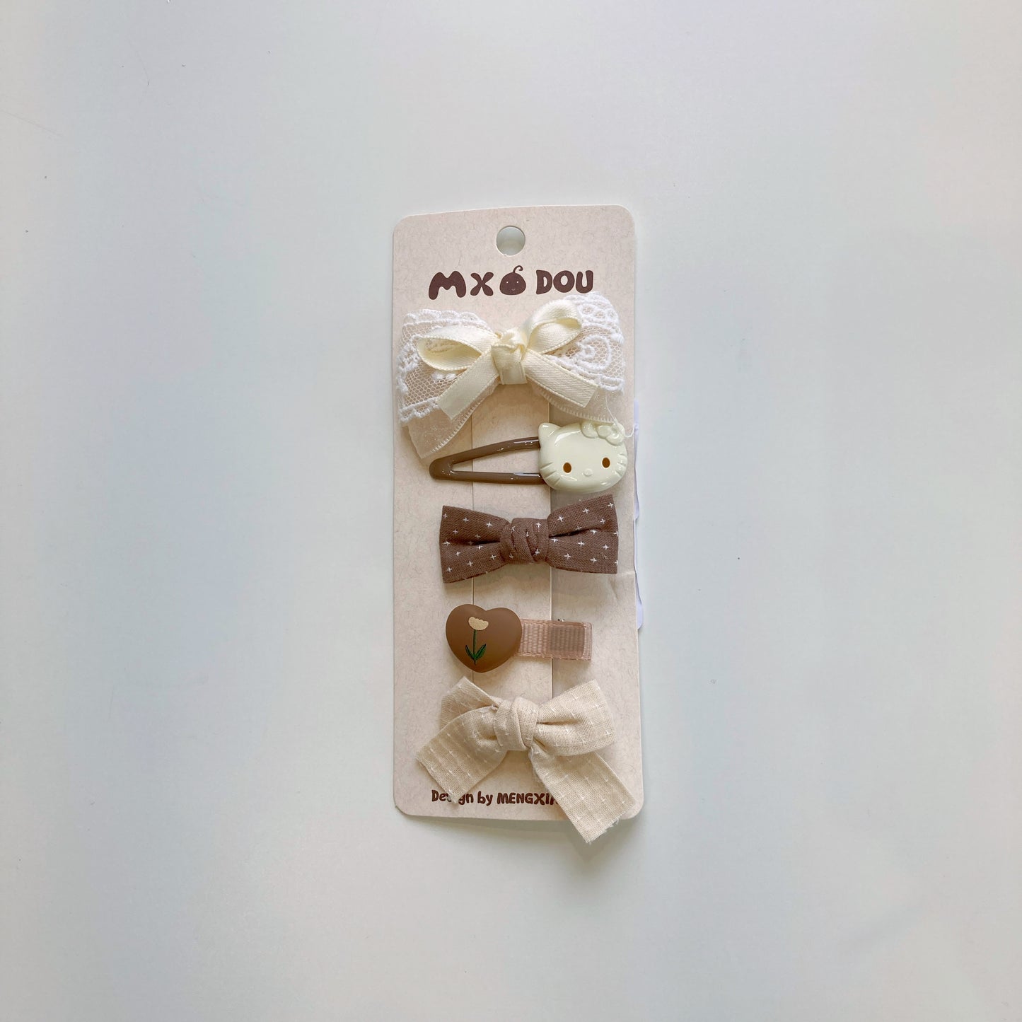 Neutral Toned Cloth Hair Clips – 5 Piece Set