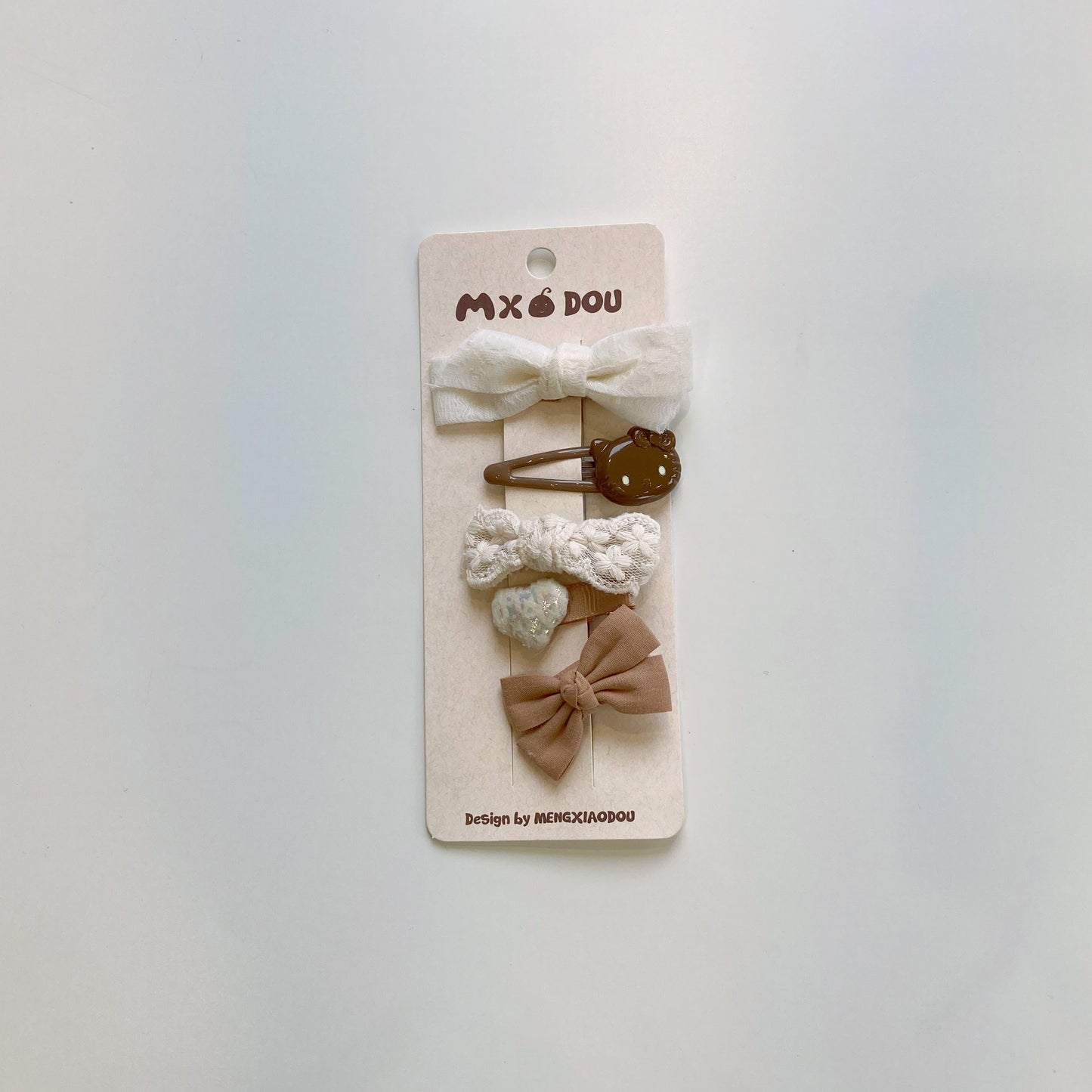 Neutral Toned Cloth Hair Clips – 5 Piece Set