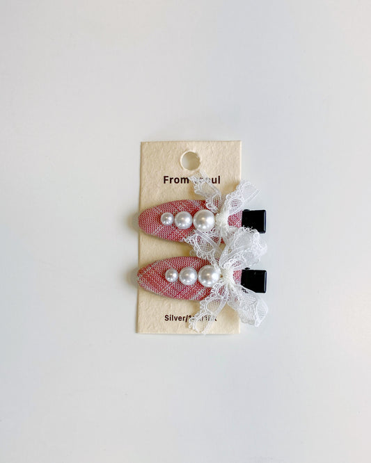 Red & White Plaid Hair Clips
