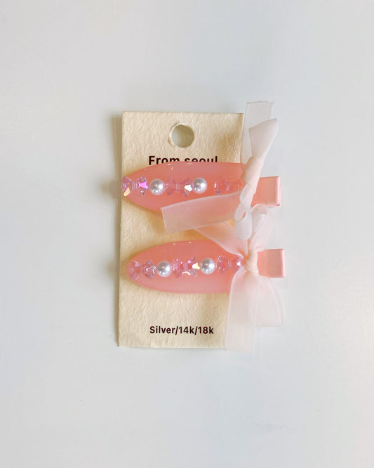 Pink Acrylic Hair Clips - Set of wo