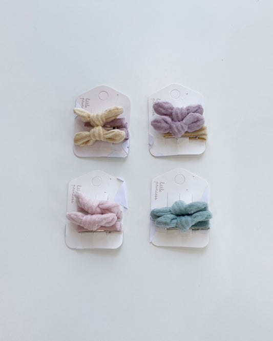 Soft Plush Bow Hair Clips – Pack of 2