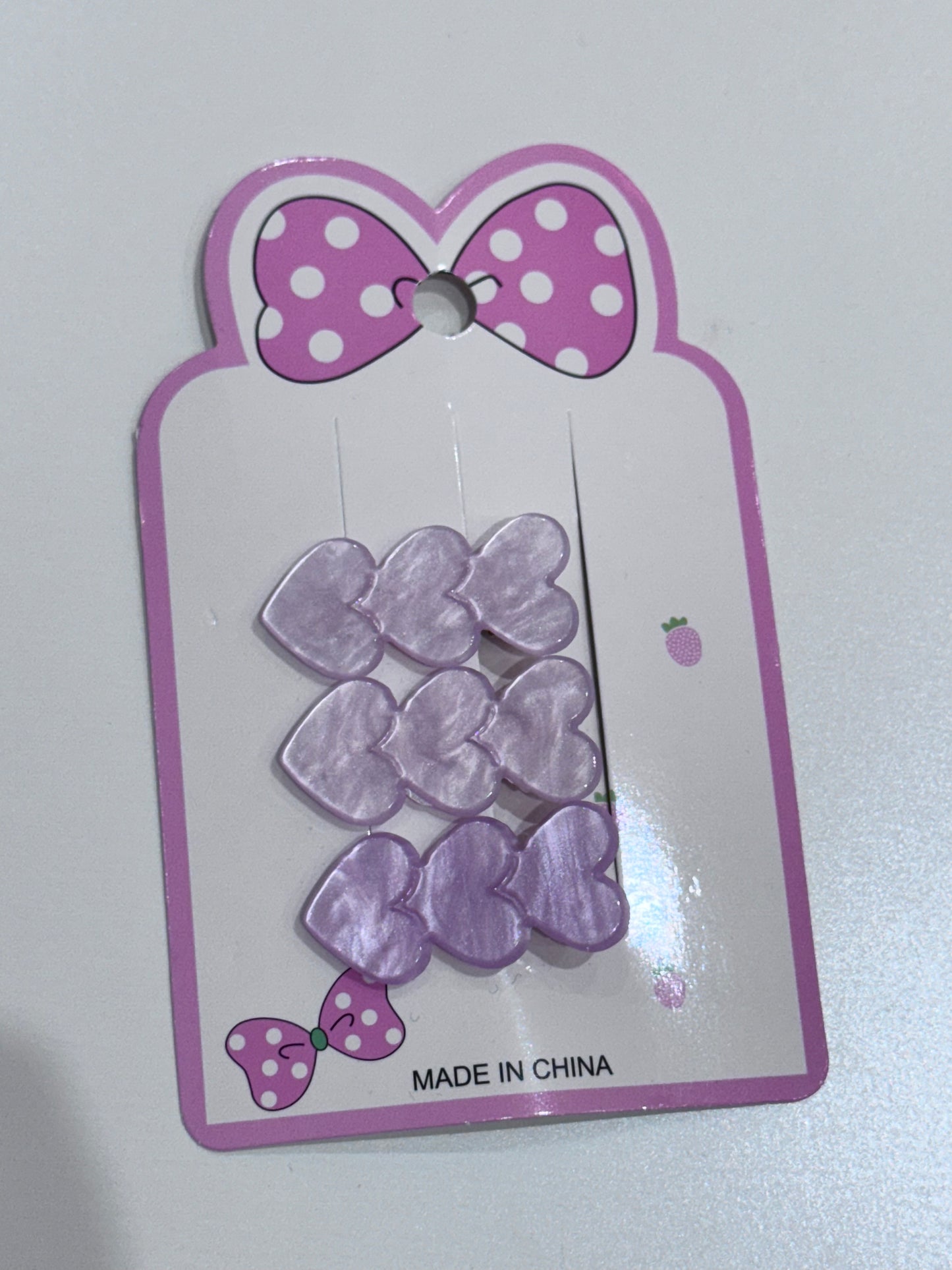 Purple Hearts Hair Clips - 3 Pack