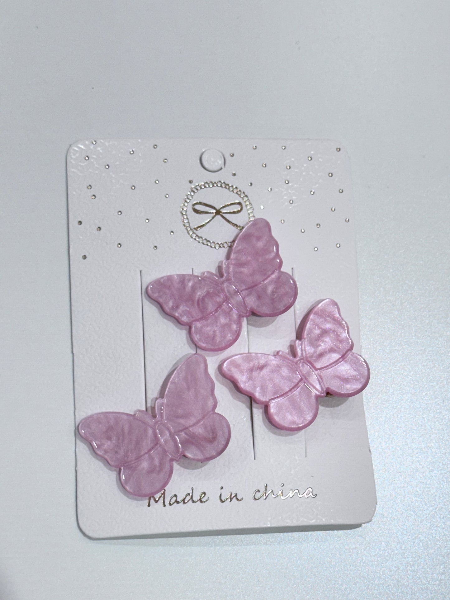 Pink Butterfly Hair Clips - 3 Pack