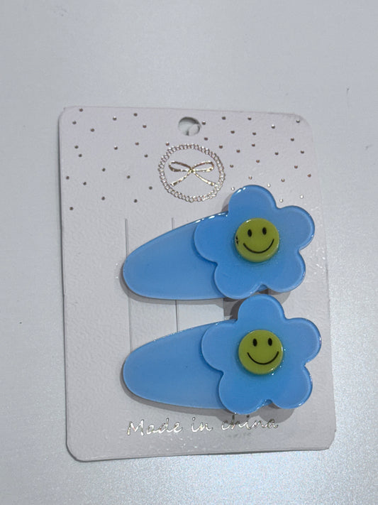 Blue Flower Hair Clips - 2 Pack