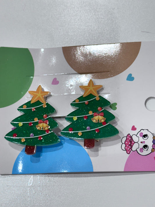 Christmas Tree Hair Clips - 2 Pack