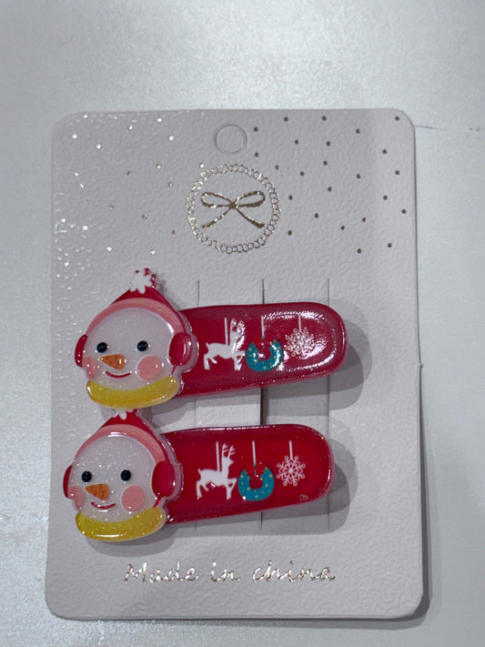 Snowman Hair Clips - 2 Pack