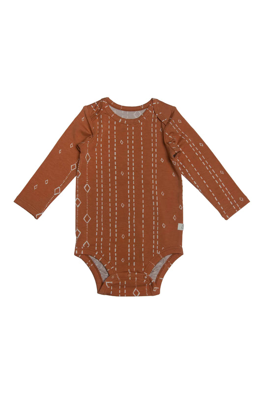 Long Sleeve Bodysuit - Rust Geo