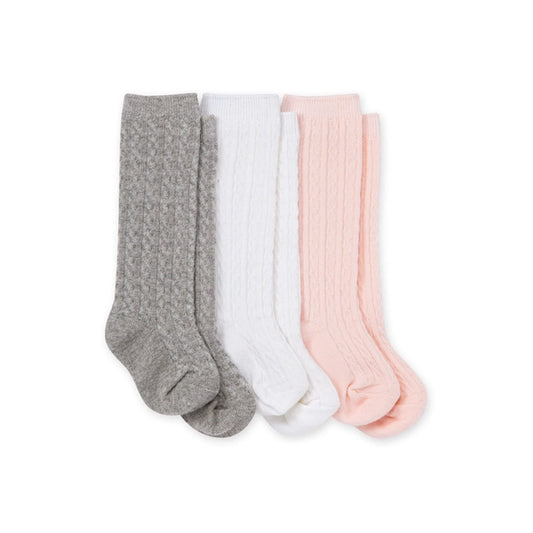 Cable Knit Knee High Socks 3 Pack